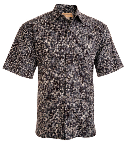 Retro Squares (1479-Stone) Hawaiian Shirt for Men - Johari West