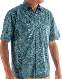 Geometric Forest ‎ ‎ ‎ ‎ ‎ ‎ ‎ ‎ ‎ ‎ ‎ (1352 - Aqua) Hawaiian Shirt for men - Johari West