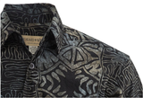Johari West, Short Sleeve, Black Batik Hawaiian Shirt, Button Down Men's Shirt