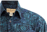 Johari West, Short Sleeve, Blue and Turquoise Batik Hawaiian Shirt, Button Down Men's Shirt