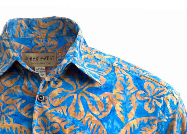 Johari West Purple Dusk Hawaiian Batik Shirt – Hand-Printed 100% Cotton Tropical Shirt