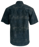 Johari West, Short Sleeve, Black Batik Hawaiian Shirt, Button Down Men's Shirt