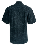 Johari West Green and Black Batik Hawaiian Shirt, Button Down Men's Shirt