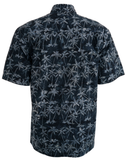 Johari West, Short Sleeve, Black and Gray Batik Hawaiian Shirt, Button Down Men's Shirt