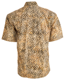 Johari West, Short Sleeve, Sand Batik Hawaiian Shirt, Button Down Men's Shirt