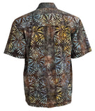 Johari West, Short Sleeve, Brown Batik Hawaiian Shirt, Button Down Men's Shirt