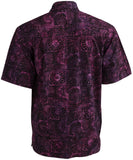 Johari West, Short Sleeve, Purple Batik Hawaiian Shirt, Button Down Men's Shirt