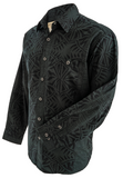 Johari West, Long Sleeve, Green and Black Batik Hawaiian Shirt, Button Down Men's Shirt