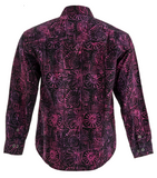 Johari West, Long Sleeve, Purple and Black Batik Hawaiian Shirt, Button Down Men's Shirt