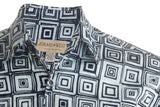 Johari West, Long Sleeve, White and Black Batik Hawaiian Shirt, Button Down Men's Shirt