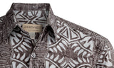 Johari West, Short Sleeve, White and Gray Batik Hawaiian Shirt, Button Down Men's Shirt