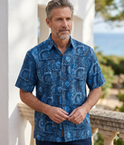 Indo Bay (1338-Blue) Hawaiian Shirt for Men - Johari West