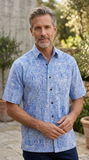 Ripple Rosso (1342-Blue) Hawaiian Shirt for Men - Johari West