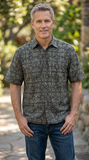 Santorini (1387-Olive) Hawaiian Shirt for Men - Johari West