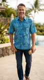 Samoan Surf (1396-Ocean) Hawaiian Shirt for Men - Johari West