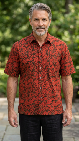 Moonlight Forest (1435-Red) - Hawaiian Shirt for Men - Johari West