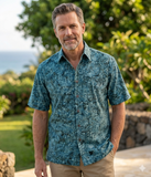 Indo Bay (1440-Aqua) Hawaiian Shirt for Men - Johari West