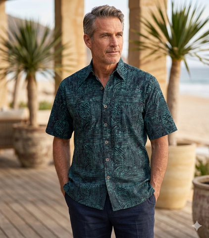 Botany Bay (1445 - Sapphire) Hawaiian Shirt for Men - Johari West