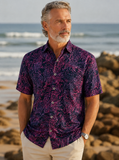 Autumn Gold (1447-Purple) Hawaiian Shirt for Men - Johari West