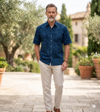 Autumn Gold (1448-Navy) Hawaiian Shirt for Men - Johari West
