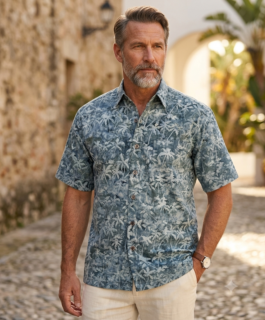 Cool Nights (1455-Sea) Hawaiian Shirt for Men - Johari West