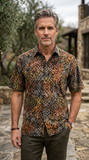 Retro Squares (1466-Oak) Hawaiian Shirt for Men - Johari West