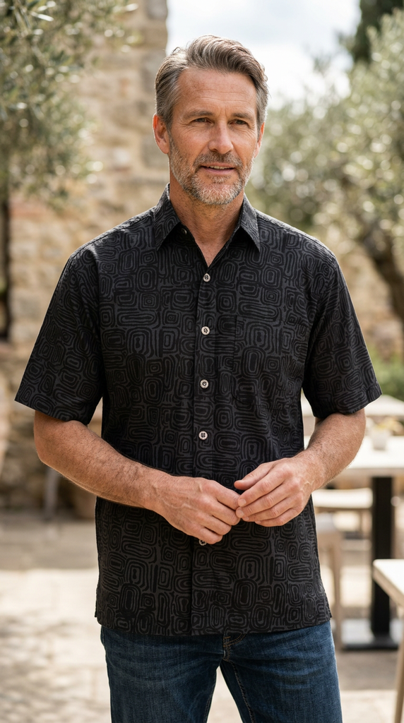 Ripple Rosso (1471-Slate) Hawaiian Shirt for Men - Johari West