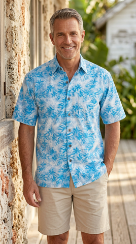 Montego Bay (1477-Lake) Hawaiian Shirt for Men - Johari West