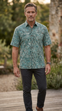 Retro Squares (1478-Turquoise) Hawaiian Shirt for Men - Johari West