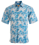 Hawaiian Shirt, Button Down Men's Shirt, Short Sleeved, blue shirt