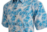 Hawaiian Shirt, Button Down Men's Shirt, Short Sleeved, blue shirt