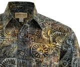 Hawaiian Shirt, Button Down Men's Shirt, Long Sleeved, brown and yellow shirt