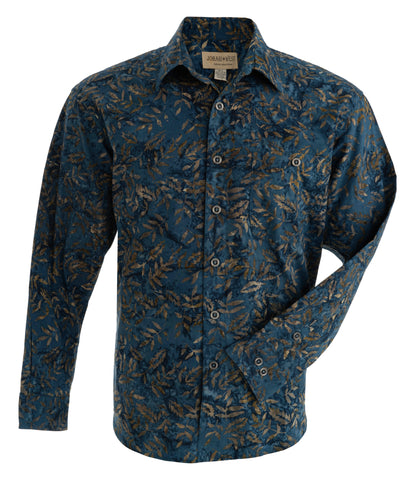 Floating Leaves (3015-Blue) Hawaiian Shirt for Men - Johari West