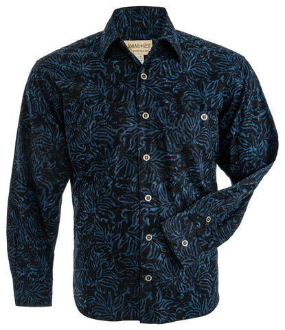 Autumn Gold‎ (3017-Navy) Hawaiian Shirt for Men - Johari West