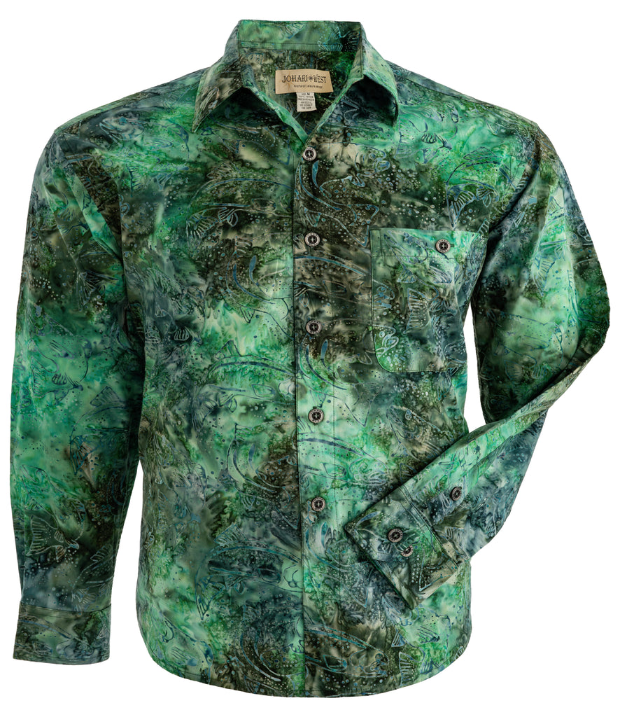 Green River (3020-Green) Hawaiian Shirt for Men - Johari West