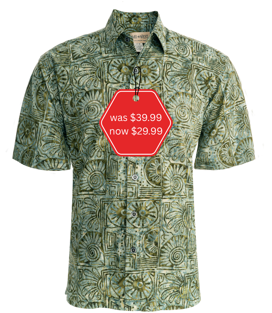 Indo Bay (1438-Olive) Hawaiian Shirt for Men - Johari West