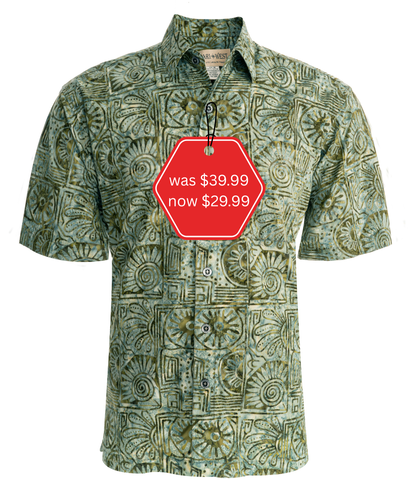 Indo Bay (1438-Olive) Hawaiian Shirt for Men - Johari West