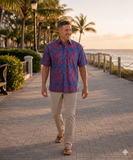 Geometric Forest (1424-Ruby) Hawaiian Shirt for men - Johari West