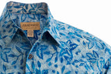 Johari West, Short Sleeve, Blue Batik Hawaiian Shirt, Button Down Men's Shirt