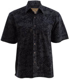 Johari West, Short Sleeve, Black and Green Batik Hawaiian Shirt, Button Down Men's Shirt