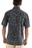Johari West, Short Sleeve, Blue Batik Hawaiian Shirt, Button Down Men's Shirt