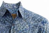 Johari West, Short Sleeve, Blue Batik Hawaiian Shirt, Button Down Men's Shirt