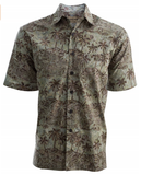 Johari West, Short Sleeve, Gray Batik Hawaiian Shirt, Button Down Men's Shirt