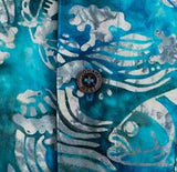 Johari West, Short Sleeve, Blue and Silver Batik Hawaiian Shirt, Button Down Men's Shirt