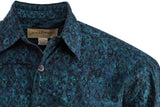 Johari West, Short Sleeve, Blue and Green Batik Hawaiian Shirt, Button Down Men's Shirt