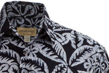 Johari West, Short Sleeve, Black and White Batik Hawaiian Shirt, Button Down Men's Shirt
