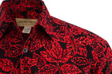 Johari West, Short Sleeve, Red and Black Batik Hawaiian Shirt, Button Down Men's Shirt