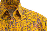 Johari West, Short Sleeve, Yellow Batik Hawaiian Shirt, Button Down Men's Shirt