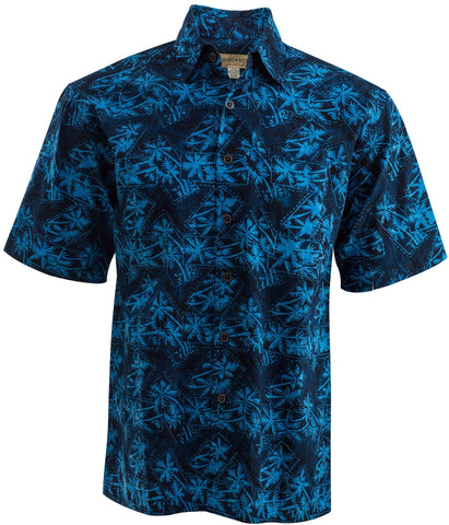 Johari West, Short Sleeve, Blue and Black Batik Hawaiian Shirt, Button Down Men's Shirt