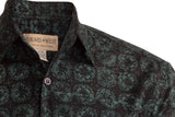 Johari West, Short Sleeve, Green and Black Batik Hawaiian Shirt, Button Down Men's Shirt
